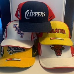 Nike NBA Retro Flex Fitted Hats. Clippers, Hawks, Sonics, Bulls/Jordan, West ASG